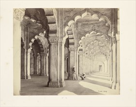 Agra; Interior of the Motee Musjid, Showing the Marble Saracenic Arches and Pillars; Samuel Bourne, English, 1834 - 1912, Agra