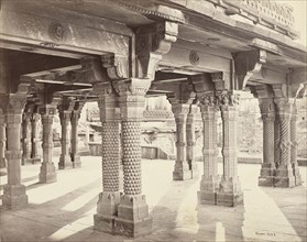 Futtypore Sikri; Carved Pillars in the Panch Mehal; Samuel Bourne, English, 1834 - 1912, Fatehpur Sikri, India; about 1866