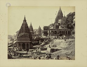 Benares; Vishnu Pud and Other Temples near the Burning Ghat; Samuel Bourne, English, 1834 - 1912, Benares, India, Asia; 1865