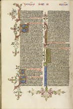 Decorated Text Page; Circle of Stefan Lochner, German, died 1451, Cologne, Germany; about 1450; Gold leaf, tempera, and black