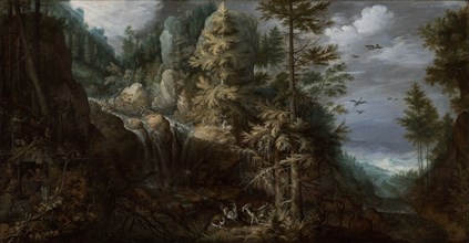 Landscape with the Temptation of Saint Anthony; Roelandt Savery, Flemish, 1576 - 1639, Netherlands; 1617; Oil on panel