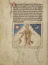 The Creation of the Sun, Moon, and Stars; England; about 1250 - 1260; Pen-and-ink drawings tinted with body color