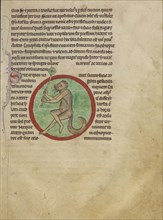 A Satyr; England; about 1250 - 1260; Pen-and-ink drawings tinted with body color and translucent washes on parchment; Leaf