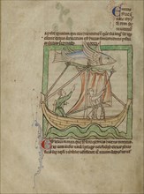 A Flying Fish; England; about 1250 - 1260; Pen-and-ink drawings tinted with body color and translucent washes on parchment; Leaf