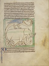 A Dragon; England; about 1250 - 1260; Pen-and-ink drawings tinted with body color and translucent washes on parchment; Leaf