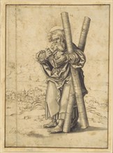 Saint Andrew; Master H.B., German, active early 16th century, Germany; about 1530; Pen and brown ink and gray wash; 21.1 x 15.5