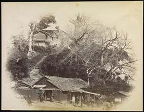 View of Isiohoji Temple at Yedo, Priests' Attendants; Felice Beato, 1832 - 1909, Yedo, Japan; 1867 - 1868