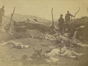 After capture of 2nd Fort Corea - view of dead Coreans. Lt. McKee of Kentucky mortally wounded near this spot; Felice Beato