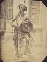 Rajput With Sword & Shield; Felice Beato, 1832 - 1909, India; about 1858; Salted paper print; 17.7 × 13.7