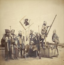 Firemen in Traditional Costume; Felice Beato, 1832 - 1909, Yokohama, Japan; about 1868; Hand-colored