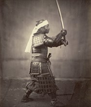Samurai with Raised Sword; Felice Beato, 1832 - 1909, Japan; 1863; Albumen silver print