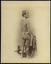 Tattooed Man; Felice Beato, 1832 - 1909, Japan; 1863 - 1868; Hand-colored Albumen silver print