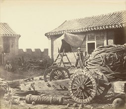 Interior of the Pehtang Fort Showing the Magazine and Wooden Gun, Binhai New Area, Tianjin, China,, August 1, 1860; Felice Beato, 1832 - 1909