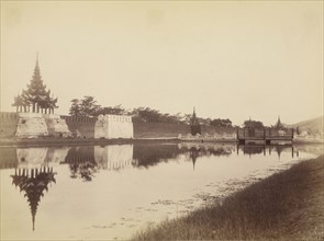 East Wall of the City with Moat and Bridge, Mandalay; Felice Beato, 1832 - 1909, Mandalay, Burma; 1887