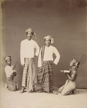 Burmese Gentlemen and Servants; Felice Beato, 1832 - 1909, Burma; 1894 - 1897; Albumen silver print