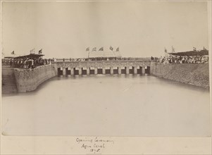 Opening Ceremony, Agra Canal 1875; Unknown maker; Agra, India; about 1874 - 1875; Albumen silver print