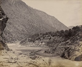 Rope Bridge near Kistwar; Samuel Bourne, English, 1834 - 1912, Kistwar, India; 1864; Albumen silver print