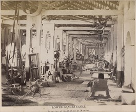 Lower Ganges Canal, Interior of workshop at Narora; possibly G.W. Woodcroft, British, active 1860s - 1880s, Doab, India