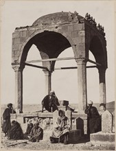 Group Portrait of Egyptians at a Ruin; F. Meissner, French, active 1860s - 1870s, Egypt; about 1881; Albumen silver print