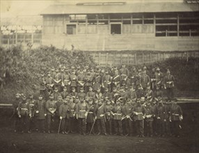 Group Portrait of the Royal Marine Battalion; Felice Beato, 1832 - 1909, Japan; October 1864; Albumen