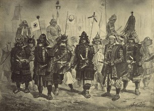 Photographic Copy of a Drawing of Japanese Warriors by Charles Wirgman; Felice Beato, 1832 - 1909, Japan