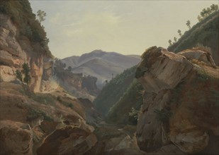 Mountain Landscape with Road to Naples; Jean-Charles-Joseph Rémond, French, 1795 - 1875, Italy; 1821 - 1825; Oil on canvas