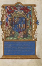Frontispiece with Coat of Arms of Claude de Lorraine, Duc d'Aumale; Paris, France; about 1557; Leaf: 29.1 x 19.1 cm