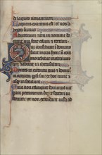 Initial O: A Man Holding a Sword and Pointing to His Eyes; Bute Master, Franco-Flemish, active about 1260 - 1290, Northeastern