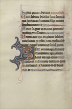 Initial B: A Man Holding an Axe above His Head; Bute Master, Franco-Flemish, active about 1260 - 1290, Paris, written, France