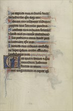 Initial E: A Man Holding a Scroll and Pointing; Bute Master, Franco-Flemish, active about 1260 - 1290, Northeastern