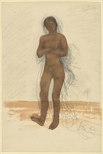 Sphinx; Auguste Rodin, French, 1840 - 1917, France; about 1898-1900; Graphite and brown wash; 48.7 x 32.4 cm