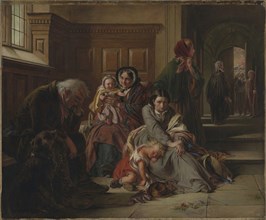 Waiting for the Verdict; Abraham Solomon, British, 1824 - 1862, England; 1859; Oil on canvas; 63.5 x 88.9 cm, 25 x 35 in