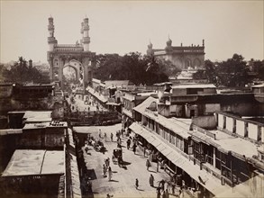Pineapple Street, Hyderabad; Lala Deen Dayal, Indian, 1844 - 1905, India; 1888; Gelatin silver print; 20.8 x 27.5 cm