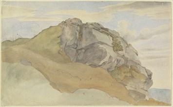 Rocky Outcropping, recto, Rocky Forest with Strollers, verso, Ernst Ferdinand Oehme, German, 1797 - 1855, Germany; about 1825