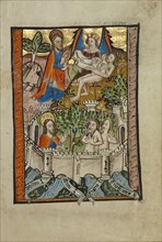 The Garden of Eden; Norfolk perhaps, written, East Anglia, England; illumination about 1190; written about 1490; Tempera colors