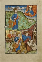 The Sacrifice of Isaac; Norfolk perhaps, written, East Anglia, England; illumination about 1190; written about 1490; Tempera