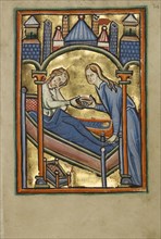 The Birth of the Virgin; York perhaps, illuminated, Northern, England; illumination about 1190; written about 1490; Tempera
