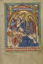 The Suicide of Herod; York perhaps, illuminated, Northern, England; illumination about 1190; written about 1490; Tempera colors