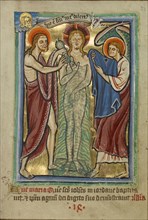The Baptism of Christ; York perhaps, illuminated, Northern, England; illumination about 1190; written about 1490; Tempera