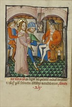 Christ Before Pilate; Norfolk perhaps, written, East Anglia, England; illumination about 1190; written about 1490; Tempera