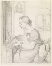 Saint Cecilia; Joseph Anton Draeger, German, 1794 - 1833, Italy; 1822; Graphite; 22.2 × 17.6 cm, 8 3,4 × 6 15,16 in