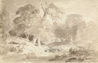 Rural Landscape in the Mark Brandenburg; Carl Blechen, German, 1798 - 1840, Germany; about 1831 - 1838; Brown ink over graphite