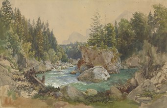 Wooded River Landscape in the Alps; Thomas Ender, Austrian, 1793 - 1875, Germany; about 1850 - 1870; Watercolor, gouache
