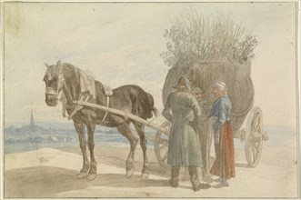 Austrian Peasants with a Horse and Cart, with Vienna in the Distance; Johann Adam Klein, German, 1792 - 1875, Germany; 1816