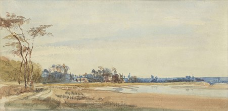 The Salt Marshes near Trouville; Richard Parkes Bonington, British, 1802 - 1828, France; 1826; Watercolor over graphite