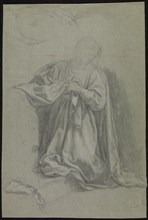 The Virgin Annunciate; Francisco Bayeu y Subias, Spanish, 1734 - 1795, Spain; about 1769; Black chalk with touches of white