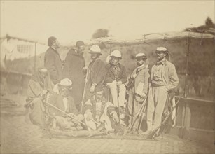 Group portrait of Occidental men on a boat, probably including Henri Pereire, M. Surell and Arthur Rhoné, Théodule Devéria
