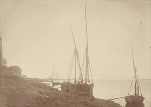 Sailing Boats on the Bank of the Nile; Théodule Devéria, French, 1831 - 1871, France; 1865; Albumen silver print