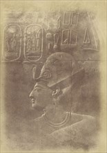 Close-up of the Sculpture a Pharaoh's Head; Théodule Devéria, French, 1831 - 1871, France; 1859 - 1862; Albumen silver print