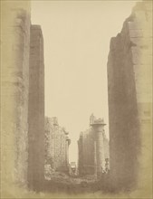 Karnak, View through the Hypostyle Room; Théodule Devéria, French, 1831 - 1871, France; 1859 - 1862; Albumen silver print